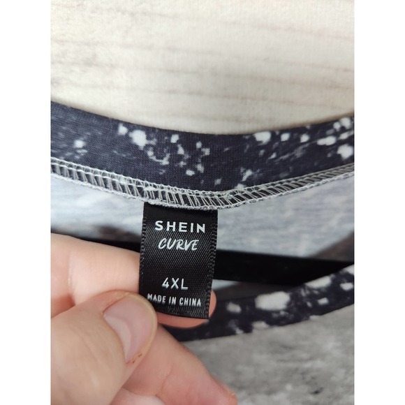 Shein Curve Coffee Lounge Women's Black White Tie Dye Graphic T- Shirts Size 4XL - Picture 3 of 6
